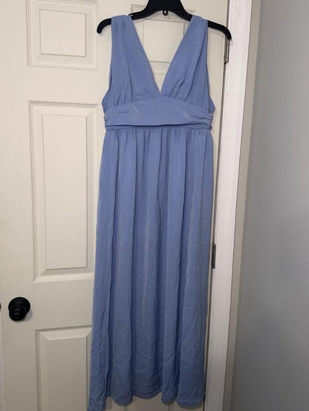 Dusty blue maxi dress with V-neckline from SHEIN